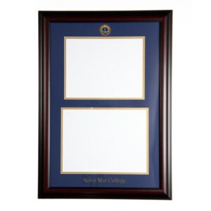 Double Diploma Frame with Shine with Naval War College Medallion
