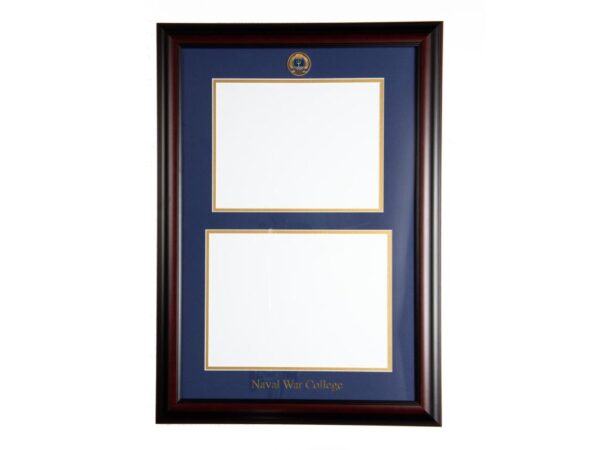 Double Diploma Frame with Shine with Naval War College Medallion
