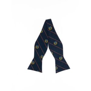 Navy Blue Bow Tie with Red and Gold Stripes and Naval War College Logos