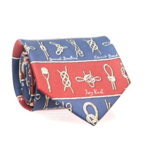 Blue and Red Tie with Images of Nautical Rope Ties