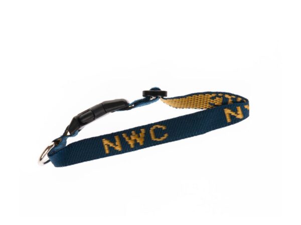Blue Fabric Animal Collar with Gold NWC Verbiage
