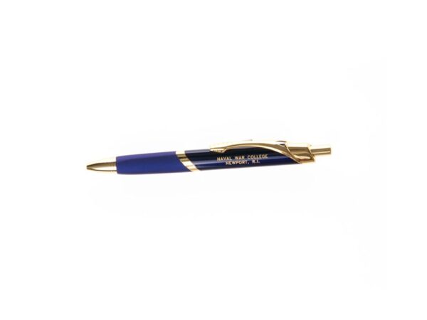 Blue and Gold Stratus Pen with Naval War College Newport, RI Verbiage