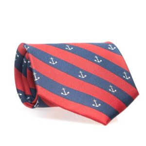 Red and Navy Blue Tie with White Anchors