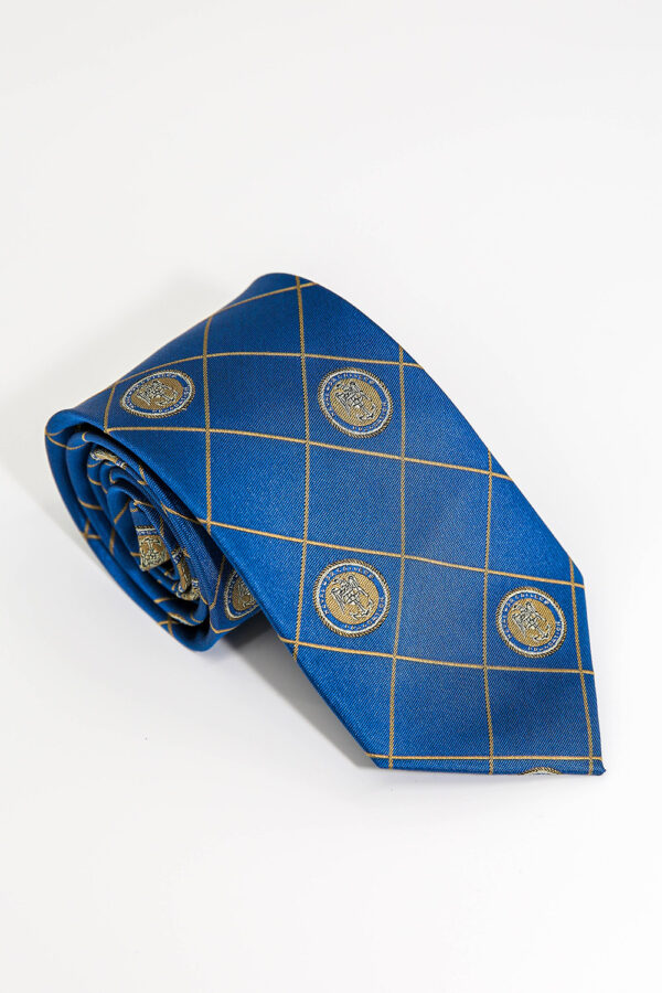 Blue Tie with Naval War College Foundation Logos and Gold Accents