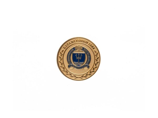 Gold Coin with Etched Naval War College Logo