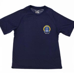 Dry Fit, Navy Blue, Short Sleeve, Crew Neck T-Shirt with Naval War College Logo on Chest