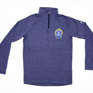 Blue Under Armour Quarter Zip with Under Armour Logo on Sleeve and Naval War College Logo on Chest