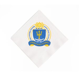 White Napkin Set with Naval War College Logo in Center