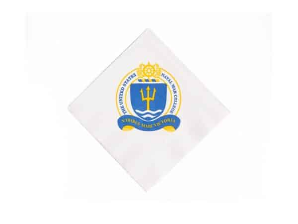 White Napkin Set with Naval War College Logo in Center