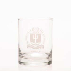Double Old Fashioned Glass with Etched Naval War College Logo