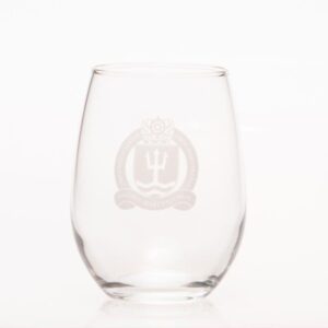 Stemless Wine Glass with Etched Naval War College Logo