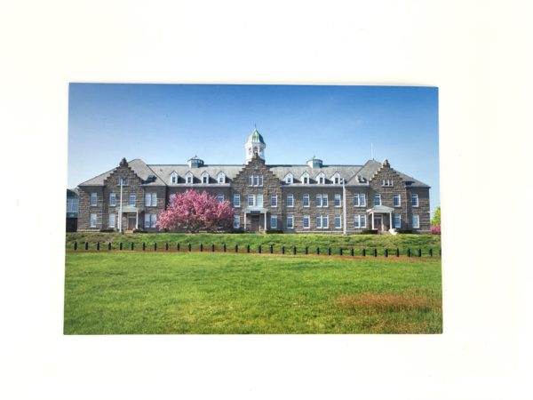 Colorful postcard of Luce Hall in the spring