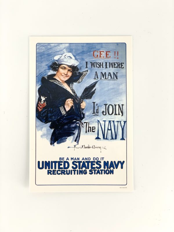Postcard featuring vintage Navy recruiting poster