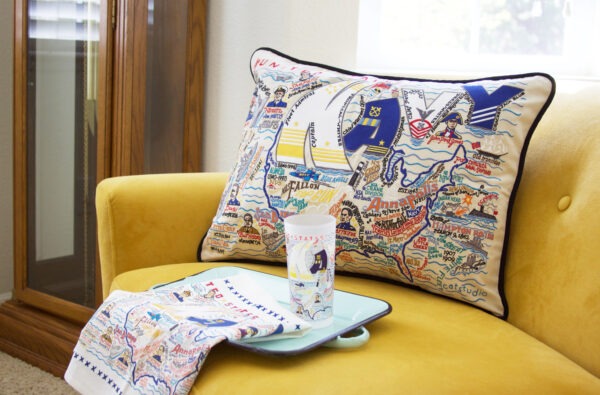 Navy Embroidered Pillow - Image 4